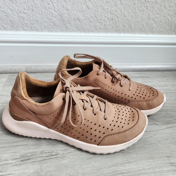 AETREX LAURA ARCH SUPPORT SNEAKERS LEATHER PERFORATED Peach SIZE  8.5 USA - Picture 7 of 7